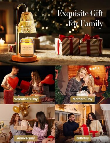 Candle Warmer Lamp with Timer Dimmer: Height Adjustable Wax Melt Warmer for Scented Jar Candles with 2 Bulbs, Christmas Birthday Gifts for Women Mom, House Warming Gifts New Home Room Decor (Gold) in Saudi Arabia