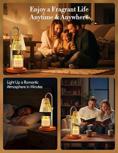 Candle Warmer Lamp with Timer Dimmer: Height Adjustable Wax Melt Warmer for Scented Jar Candles with 2 Bulbs, Christmas Birthday Gifts for Women Mom, House Warming Gifts New Home Room Decor (Gold) in Saudi Arabia