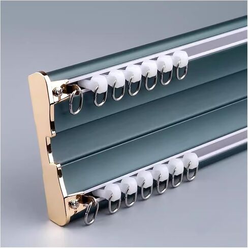 Heavy-Duty Dual Conjoined Ceiling-Mount Curtain Track System, 8-18ft Adjustable Metal Rod for Bedroom & Living Room, Smooth Gliding Window Treatment, Customizable Length in Kuwait
