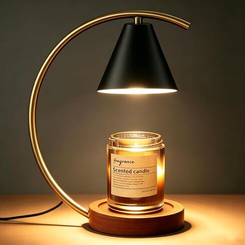Black Candle Warmer Lamp with Timer & Dimmer, Adjustable Height Electric Wax Melter for All Jar Candles, Flameless Candle Lamp with Wooden Base & 2 Bulbs, Retro Home Decor Gifts for Mom Women in Saudi Arabia