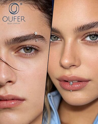 OUFER 16G Spiral Star Rook Piercing Jewelry Spike Curved Barbell Eyebrow Earrings 316L Surgical Stainless Steel 8mm Lip Tragus Helix Piercing Jewelry for Women Men in Kuwait