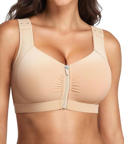 BRABIC Zip Front Closure Wireless Bras for Women Post Surgery Compression Mastectomy Surgical Back Smoothing Bra in Kuwait