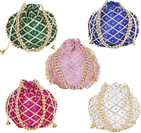 Indian Handmade Embroidery Potli Handbag Purse Pouch Batwa for Women Return Gift Wedding Party Function Guests in Saudi Arabia