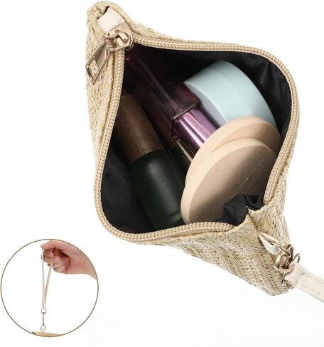 Straw Purse for Women, Woven Summer Beach Bag with Handle, Straw Handbag Bohemian Clutch Bag with Zipper for Beach Travel Work in Kuwait