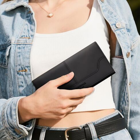 RFID Blocking Wallets for Women Leather Long Ladies Wallet Bifold Womens Wallet with Coin Pocket ID Window in Kuwait