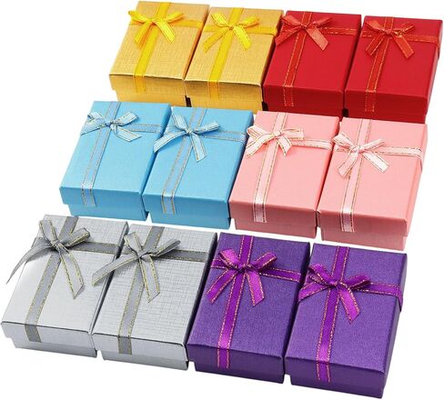 12 Pcs Small Jewelry Gift Boxes, 3.1 x 1.9 x 1 Inch Small Empty Gift Boxes Set for Earrings Rings Necklaces, Jewelry Gifts Box for Wedding Anniversaries Birthday Valentine's Day in Saudi Arabia