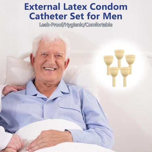 External Latex Condom Catheters for Men, Male External Catheter for Day and Night Use, 26 Soft Condoms, 750ml and 1000ml Leg Bags, 1500ml and 2000ml Urine Bags, 4 Rolls of Tape (30mm) in Kuwait