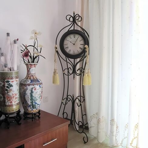 Grandfather Clocks Metal Floor Standing Clock Quartz Silent Farmhouse for Entryway Decor in Kuwait