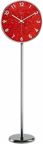 Grandfather Clocks Metal Floor Standing Clock Silent Activated Movement Glitter Nordic(Red) in Kuwait