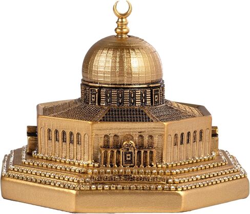 Modefa Islamic Turkish Home Decor Showpiece Gift Al Aqsa Mosque Dome of The Rock Jerusalem Replica (Gold) in Kuwait
