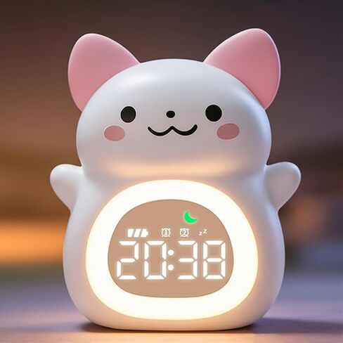 MASHI Panda Kids Alarm Clock, Sun & Moon Sleep Trainer for Toddlers, Cute Animal OK to Wake Clock with 9 Color Night Light, 6 Soothing Sounds, Dual Alarm, for Boys & Girls in Saudi Arabia