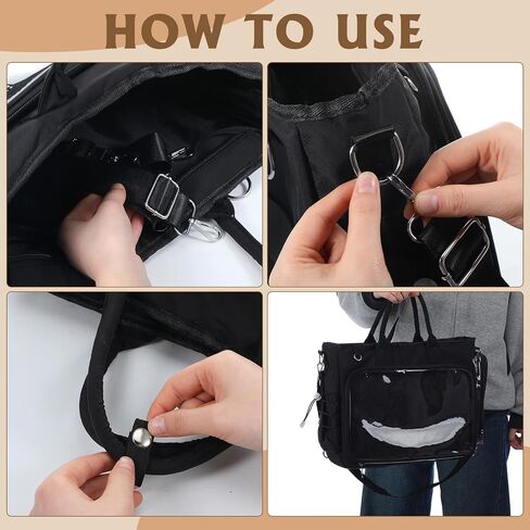 Large Ita Backpack Shoulder Tote Bag Crossbody Handbags Kawaii Black Ita Purse with Clear PVC Insert for Pin Display Kpop Fan Anime (Pins Not Included) in Saudi Arabia
