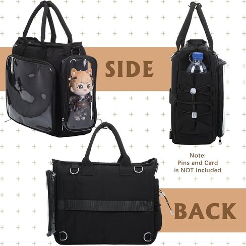 Large Ita Backpack Shoulder Tote Bag Crossbody Handbags Kawaii Black Ita Purse with Clear PVC Insert for Pin Display Kpop Fan Anime (Pins Not Included) in Saudi Arabia