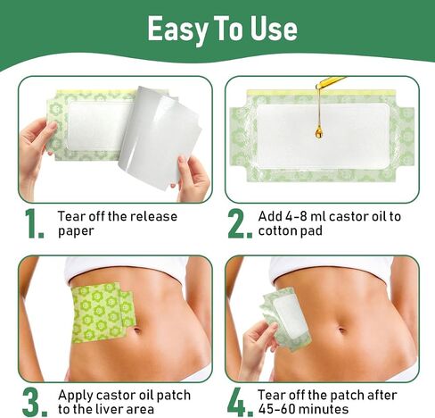 30 PCS Castor Oil Pack Wrap Plus Size, Castor Oil Patches Self-Adhesive for Liver, Stomach, Anti Leakage, No Wash, Portable for Women and Men, 11.8 * 6.3in (Oil Not Included) in Saudi Arabia