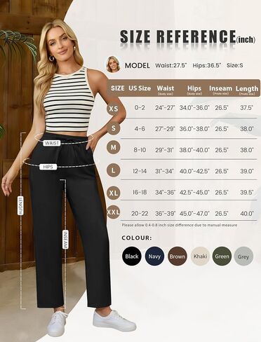 DLOODA Womens Cropped Linen Pants, High Waisted Drawstring Casual Lounge Ankle Trousers with Pockets Beach Vacation Outfits in Kuwait