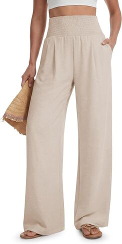 Tall Women's 32"/34"/36" Inseam Palazzo Pants High Waisted Casual Wide Leg Summer Beach Lounge Trousers in Saudi Arabia