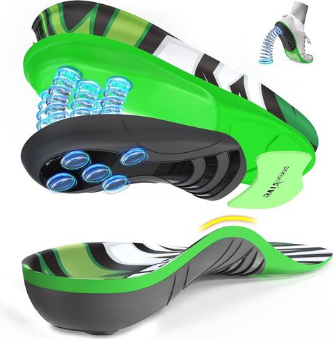 Dynamic Spring Plantar Fasciitis Insoles for Flat Feet, 250 lb Heavy Duty Work Boot Insoles for Men Women, High Arch Support Inserts Women Men, Arch Pain Relief, Shock Absorb, Orthotic, 1 Pair in Saudi Arabia