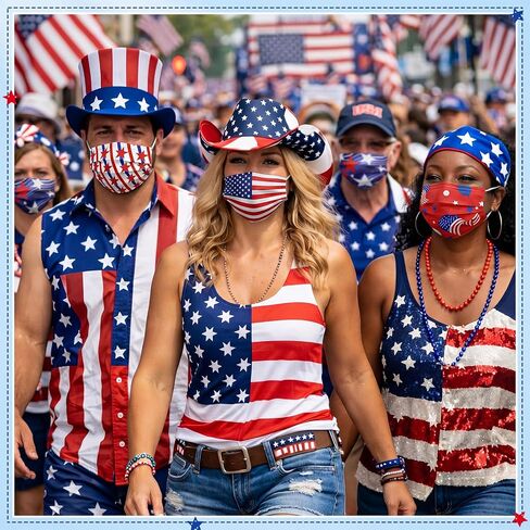Huwena 100 Pcs Disposable Face Masks with USA Flag 3 Ply Breathable Facecovers for Adult Individually Wrapped Patriotic Face Mask for 250th Independence Day American Party Supplies in Saudi Arabia