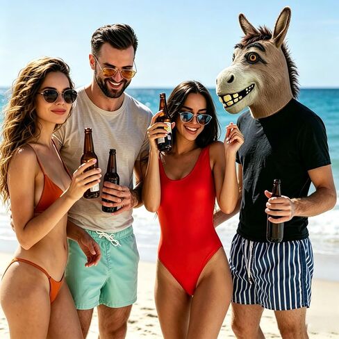 Donkey Mask for Adults - Latex Realistic Animal Head Mask for Halloween Carnival Masquerade Cosplay Party Props in Kuwait