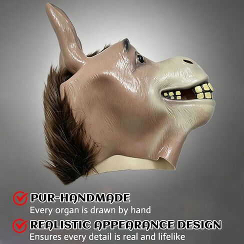 Donkey Mask for Adults - Latex Realistic Animal Head Mask for Halloween Carnival Masquerade Cosplay Party Props in Kuwait