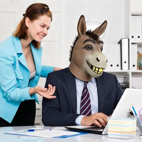 Donkey Mask for Adults - Latex Realistic Animal Head Mask for Halloween Carnival Masquerade Cosplay Party Props in Kuwait