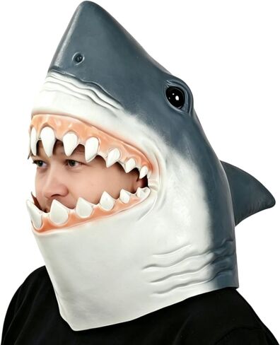 Deluxe Shark Mask, Novelty Funny Animal Mask for Adults, One Size, Natural Latex, Perfect for Halloween, Cosplay, and Costume Party. in Saudi Arabia