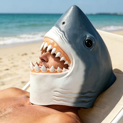 Deluxe Shark Mask, Novelty Funny Animal Mask for Adults, One Size, Natural Latex, Perfect for Halloween, Cosplay, and Costume Party. in Saudi Arabia