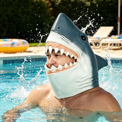Deluxe Shark Mask, Novelty Funny Animal Mask for Adults, One Size, Natural Latex, Perfect for Halloween, Cosplay, and Costume Party. in Saudi Arabia