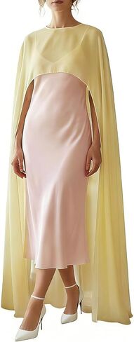 NVRENJIA Women Sheer Chiffon Long Cape Elegant High Low Hem Poncho Shawl and Wraps Cover Up for Evening Dress in Saudi Arabia