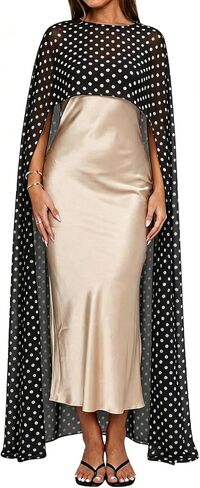 NVRENJIA Women Sheer Chiffon Long Cape Elegant High Low Hem Poncho Shawl and Wraps Cover Up for Evening Dress in Saudi Arabia