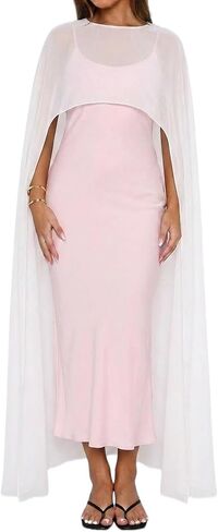 NVRENJIA Women Sheer Chiffon Long Cape Elegant High Low Hem Poncho Shawl and Wraps Cover Up for Evening Dress in Saudi Arabia