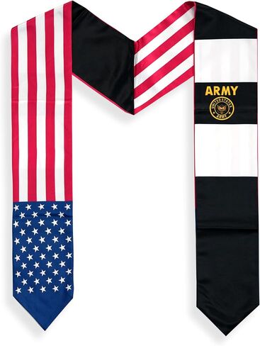 USA And Army Golden Crown Flag Graduation Stole,Satin Embroidery Graduation Sash for International Students,72 Inch Length. in Kuwait