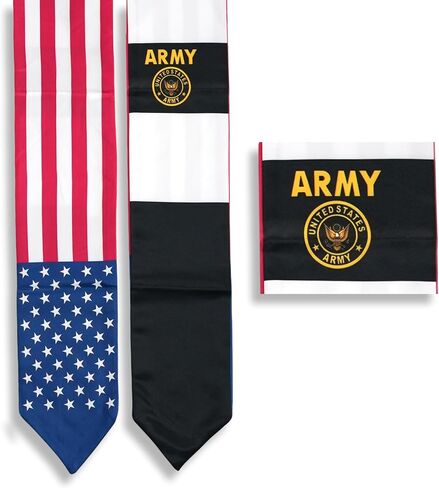 USA And Army Golden Crown Flag Graduation Stole,Satin Embroidery Graduation Sash for International Students,72 Inch Length. in Kuwait