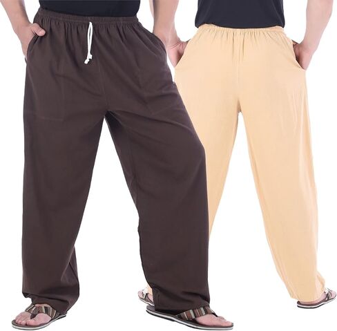 Men Lounge Pants Khaki + Brown-L in Saudi Arabia