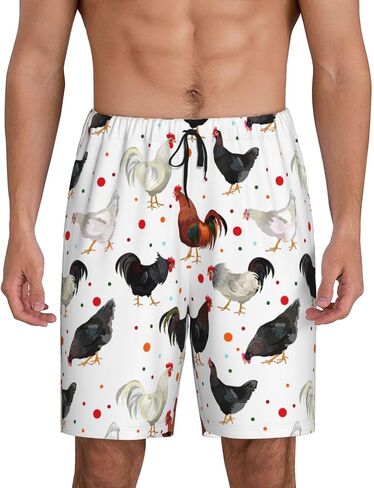 Siiuuol Chicken Roosters Pattern Men'S Pajama Shorts With Pockets Loose Fit Pjs Bottoms, Summer Loungewear in Saudi Arabia