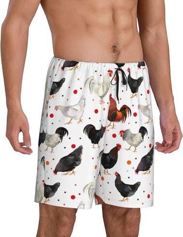 Siiuuol Chicken Roosters Pattern Men'S Pajama Shorts With Pockets Loose Fit Pjs Bottoms, Summer Loungewear in Saudi Arabia