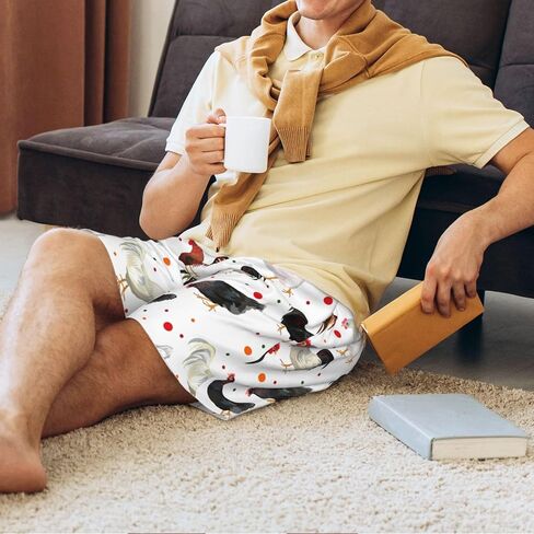 Siiuuol Chicken Roosters Pattern Men'S Pajama Shorts With Pockets Loose Fit Pjs Bottoms, Summer Loungewear in Saudi Arabia