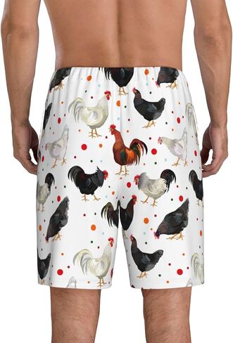 Siiuuol Chicken Roosters Pattern Men'S Pajama Shorts With Pockets Loose Fit Pjs Bottoms, Summer Loungewear in Saudi Arabia