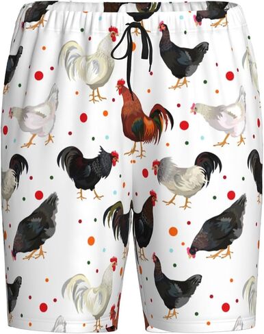 Siiuuol Chicken Roosters Pattern Men'S Pajama Shorts With Pockets Loose Fit Pjs Bottoms, Summer Loungewear in Saudi Arabia