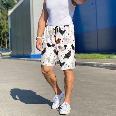 Siiuuol Chicken Roosters Pattern Men'S Pajama Shorts With Pockets Loose Fit Pjs Bottoms, Summer Loungewear in Saudi Arabia