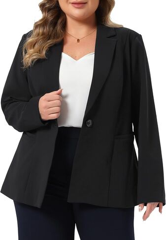 سترة نسائية Agnes Orinda مقاس كبير كاجوال وياقة على شكل طية صدر وزر واحد وأكمام طويلة للعمل والمكتب in Kuwait