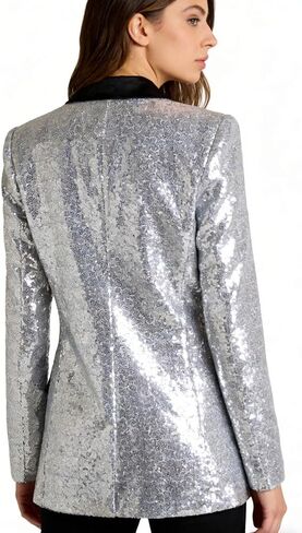 Womens Sequin Blazer Suit Jacket Prom Party Blazer Notch Lapel Sequined Women Jacket in Saudi Arabia