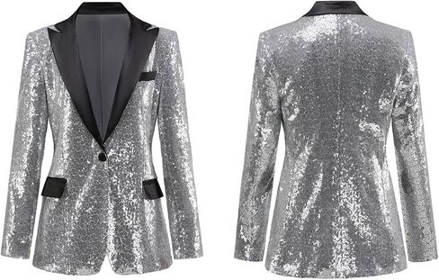 Womens Sequin Blazer Suit Jacket Prom Party Blazer Notch Lapel Sequined Women Jacket in Saudi Arabia