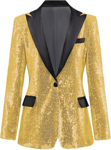 Womens Sequin Blazer Suit Jacket Prom Party Blazer Notch Lapel Sequined Women Jacket in Saudi Arabia