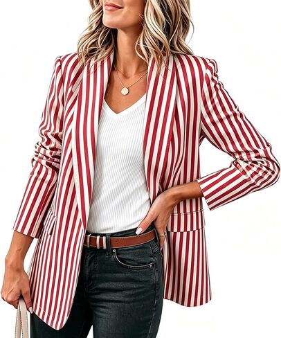 Blazers for Women Trendy Dressy Casual Work Striped Cardigan Jackets Lightweight Ruched 3/4 Sleeve Blazer Coats in Kuwait