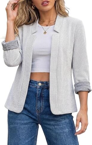 a.Jesdani Womens Casual Blazers Open Front 3/4 Sleeve Work Office Jackets Blazer S-2Xl in Kuwait