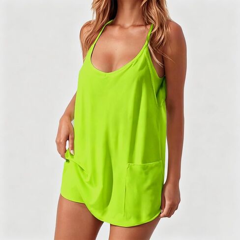 Mini Dress with Built in Shorts Women Cute Spaghetti Straps Tennis Workout Rompers Tennis Dress with Built in Shorts in Kuwait