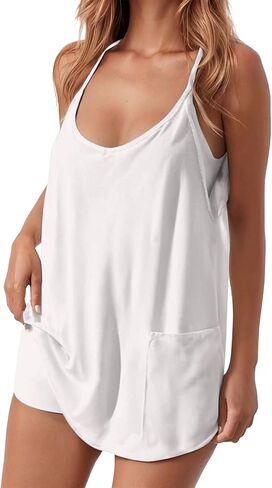Mini Dress with Built in Shorts Women Cute Spaghetti Straps Tennis Workout Rompers Tennis Dress with Built in Shorts in Kuwait