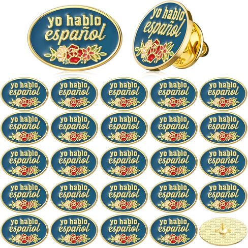 Suncalla 24 حزمة Yo Hablo Español دبابيس المينا السائبة، أنا أتكلم شارات التعريف الإسبانية لمعلمي الموظفين ثنائي اللغة والممرضات والمكاتب الطبية والفصول الدراسية شهر التراث الإسباني هدايا العيد in Kuwait