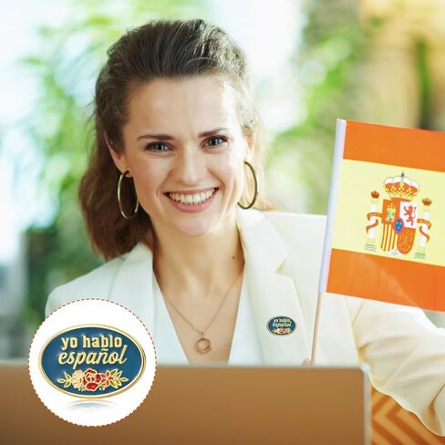 Suncalla 24 حزمة Yo Hablo Español دبابيس المينا السائبة، أنا أتكلم شارات التعريف الإسبانية لمعلمي الموظفين ثنائي اللغة والممرضات والمكاتب الطبية والفصول الدراسية شهر التراث الإسباني هدايا العيد in Kuwait